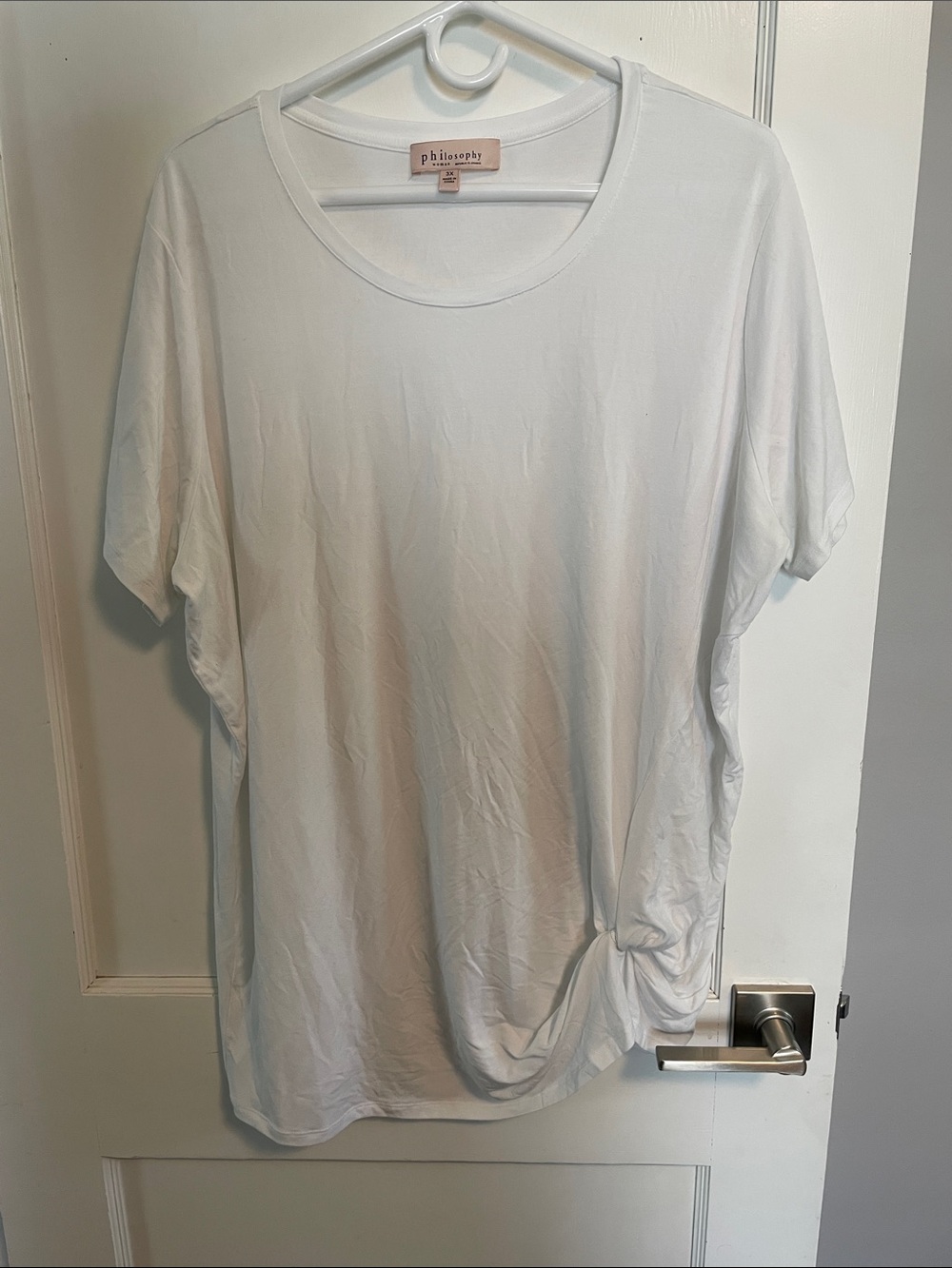 Philosophy White Short Sleeve Tee with Side Knot